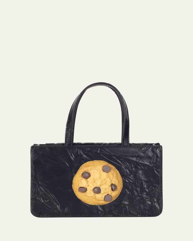 Small Cookie Crinkled Leather Top-Handle Bag
